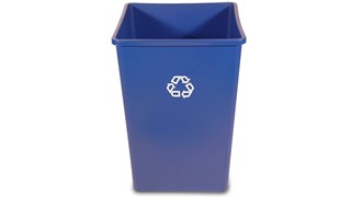 The Rubbermaid Commercial Untouchable® Recycling Container is perfect for use in areas of high paper generation, such as near copiers, printers, and in mailrooms. This square recycler contains Post-Consumer Recycled Resin (PCR) exceeding EPA guidelines.