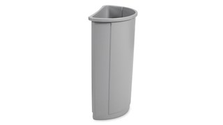 Rubbermaid Commercial Untouchable® Half Round Wastebaskets offers functional waste collection in an elegant design.