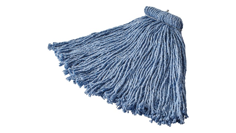 Cut-end mop with screw-on head for general-purpose mopping. Blend of 4-ply cotton/rayon/synthetic. Enhanced mop-to-floor contact.