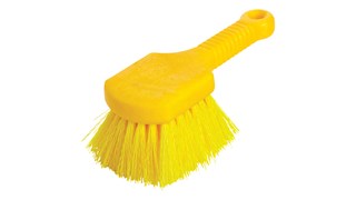 The brush has yellow polypropylene fibre bristles and a yellow plastic structural foam block and handle. Block won't crack or warp and resists bacteria growth. Use for general cleaning and scrubbing in wet or dry conditions.