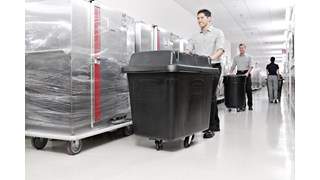 The Rubbermaid Commercial 12 cu ft Cube Truck is part of a full line of Cube Trucks assisting in waste collection, material transport, and laundry handling.