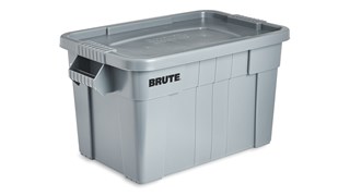 The Rubbermaid Commercial BRUTE® Tote Storage Bin with Lid is a heavy-duty storage container. Ideal for the food service industry, these plastic food storage containers are NSF-certified for use in food handling and processing.