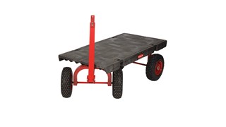 The Rubbermaid Commercial Fifth-Wheel Wagon Truck allows the front axle to easily pivot, providing the hand truck with superior maneuverability.