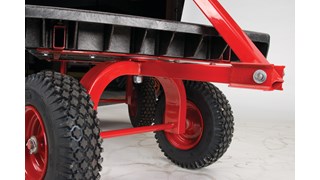 The Rubbermaid Commercial Fifth-Wheel Wagon Truck allows the front axle to easily pivot, providing the hand truck with superior maneuverability.