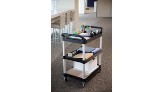 The Rubbermaid Commercial Utility Cart is a versatile, durable cart that can support up to 90.71kg.