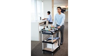 The Rubbermaid Commercial Utility Cart is a versatile, durable cart that can support up to 90.71kg.