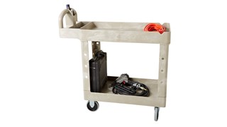 The Rubbermaid Commercial Small Utility Cart is a versatile, durable cart that can transport up to 500 lbs.