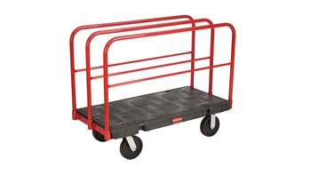 The Rubbermaid Commercial Sheet and Panel Truck has a 907kg capacity and features built-in tie-down slots to secure loads while moving them and a textured surface greatly reduces slippage.