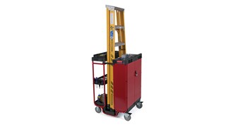 The Rubbermaid Commercial Ladder Cart with Cabinet provides greater mobility, enhanced access, safe ladder handling, and minimal storage requirements.