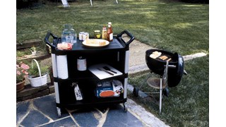 The Rubbermaid Commercial Xtra Utility Cart is ideal for providing table service or similar tasks.