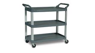 The Rubbermaid Commercial Xtra Utility Cart, 3 Shelf, is a versatile, durable cart able to perform a wide variety of tasks.