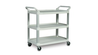 The Rubbermaid Commercial Xtra Utility Cart functions in front and back of house applications.
