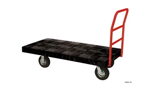 The Rubbermaid Commercial Heavy-Duty Platform Truck is constructed from Duramold resin and metal composite for durability and strength. The platform truck cart has a 907kg capacity.