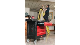The Rubbermaid Commercial TradeMaster Utility Cart easily transports tools and supplies where you need them.