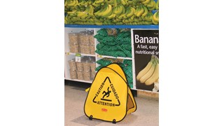 Large cone folds with a simple twist and slides into compact shell for handy storage. Multilingual safety communication utilizes ANSI/OSHA-compliant Colour and graphics.