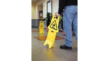 Unique “no tip” design is 2-sided for effective multilingual safety communication that utilizes ANSI/OSHA-compliant colour and graphics.