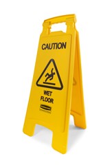 Señal con aviso «Cuidado suelo mojado», a dos caras, 66 cm, amarilla