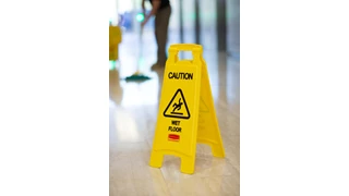 Lightweight "Caution Wet Floor" sign is 2-sided for effective safety communication and utilizes ANSI/OSHA-compliant colour and graphics.