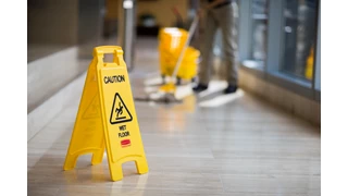 Lightweight "Caution Wet Floor" sign is 2-sided for effective safety communication and utilizes ANSI/OSHA-compliant colour and graphics.
