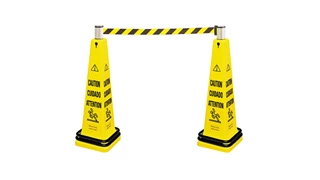 Barricade system is a complete, expandable system for quick deployment and effective multilingual safety communication. ANSI/OSHA- compliant colour and graphics.