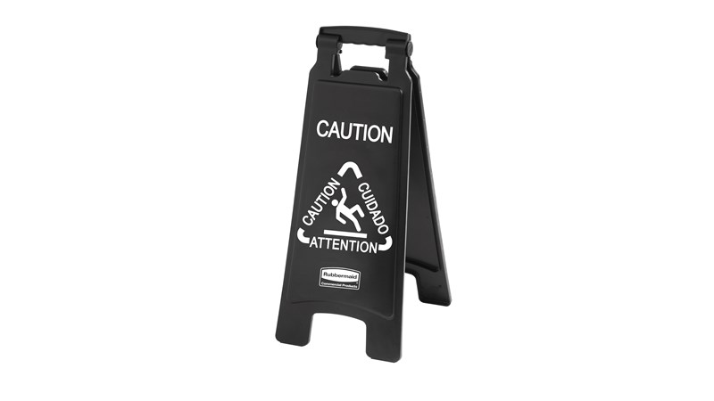 Das 2-seitige „Caution“-Warnschild (Vorsicht!) ist schmal und leicht und gewährleistet eine effektive mehrsprachige Sicherheitskommunikation, die das Erscheinungsbild eines Gebäudes nicht stört.
