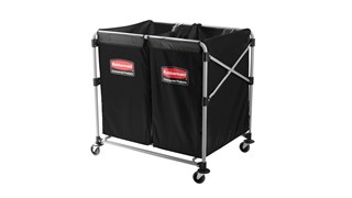 The Rubbermaid Commercial 1881781 Executive Series Multi-Stream, Collapsible X-Cart Basket, Two 4-Bushel bags, 99.79 kg load capacity, Black.