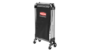 The Rubbermaid Commercial 1881749 Executive Series Collapsible X-Cart Basket, 4-Bushel, 220 lbs load capacity, Black.
