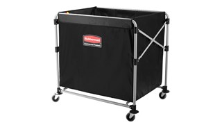 The Rubbermaid Commercial 1881750 Executive Series Collapsible X-Cart Basket, 8-Bushel, 220 lbs load capacity, Black.