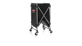 The Rubbermaid Commercial 1881750 Executive Series Collapsible X-Cart Basket, 8-Bushel, 220 lbs load capacity, Black.