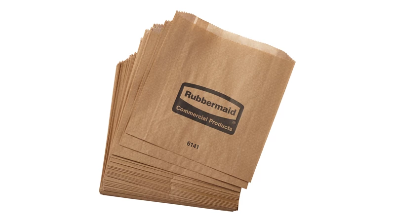 The Rubbermaid Commercial Waxed Sanitary Napkin Bags are waxed bags that are meant to line feminine hygiene bins, making them easier to clean.