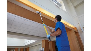 The Rubbermaid Commercial HYGEN™ Quick-Connect handles and poles make cleaning more efficient in every area of the facility. The unique connection mechanism allows for easy, time-saving tool exchange.