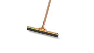 This straight floor squeegee features a single hard rubber blade that will not leave marks. Most suited for smoother surfaces to move liquid and debris. The blade fits standard tapered handles. 61cm long.