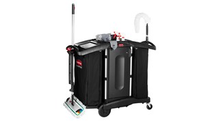 The Rubbermaid Commercial Executive Series Compact Housekeeping Cart is an ergonomic and lightweight housekeeping solution.