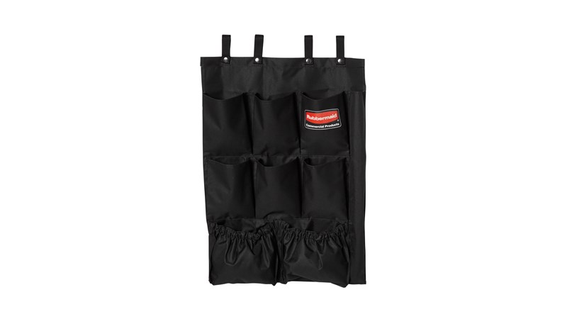 The Rubbermaid Commercial 9-Pocket organiser is designed to increase productivity by keeping a housekeeping or janitor cart organised