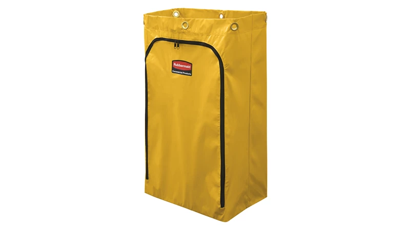 The Vinyl Bag for Traditional Janitorial Cleaning Carts is ideal for collecting refuse, launderable items, or transporting tools and supplies.  Ergonomic design includes zippered front access for easy bag removal. Ability to outfit the bag in a way that best supports your cleaning needs by adding wire waste dividers to separate waste streams (sold separately).