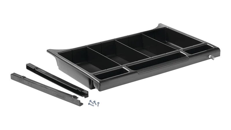 The Rubbermaid Commercial Products Executive Locking Drawer for Traditional Housekeeping Carts provides organisation and security for supplies and amenities throughout the housekeeping process.