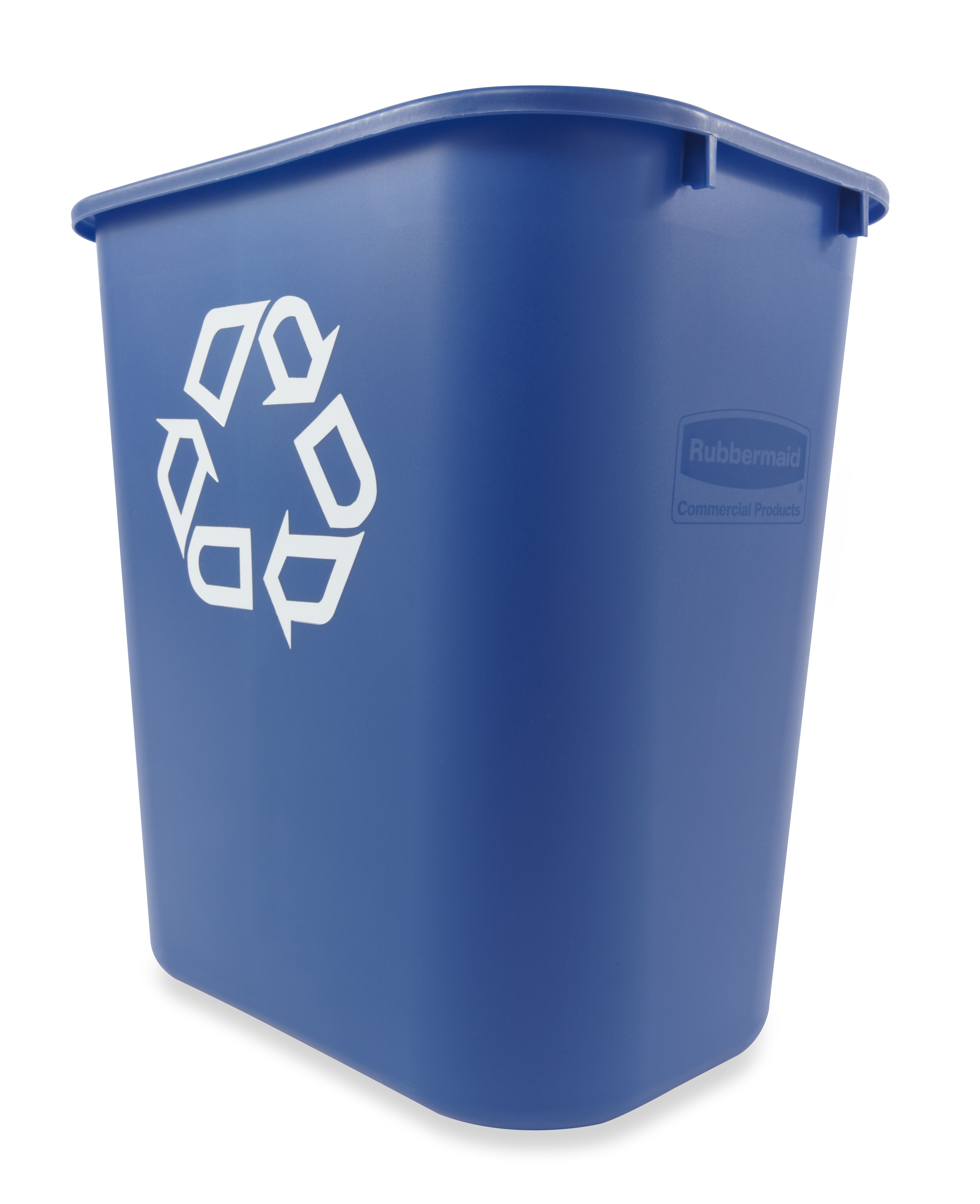 28-1/8 qt Capacity 14.4 Length x 10.25 Width x 15 Height Rubbermaid Commercial FG295673 Blue Medium Deskside Recycling Container with Universal Recycle Symbol 