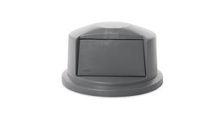 The Rubbermaid Commercial Vented BRUTE® Dome Top  Lid is built tough with a snap-lock design for a perfect fit. A spring door makes trash disposal easy and prevents insects from entering the receptacle.