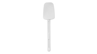 The Rubbermaid Commercial Spatula features traditional flat blades for scraping and spoon-shaped blades for easy spooning, scooping, and spreading.