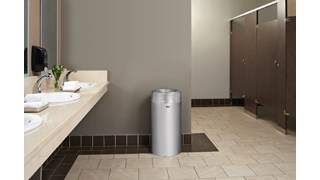 The Crowne Collection 30 Gallon FGAOT30 Decorative Indoor Waste Container has an attractive contemporary design with a curved open top that prevents objects from being placed on top of the can, keeping a neater overall appearance.