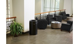 The Crowne Collection 12 Gallon FGAOT15 Decorative Indoor Waste Container has an attractive contemporary design with a curved open top that prevents objects from being placed on top of the can, keeping a neater overall appearance.