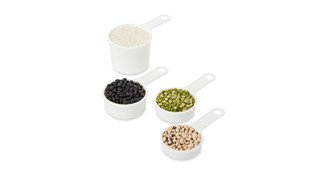The Rubbermaid Commercial measuring Cup set that includes 1/4, 1/3, 1/2, and 1 cup measuring cups.