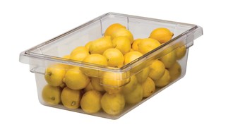 The Rubbermaid Commercial Food Storage Tote/Box is a durable, versatile and sized to fit into existing racks and counters.